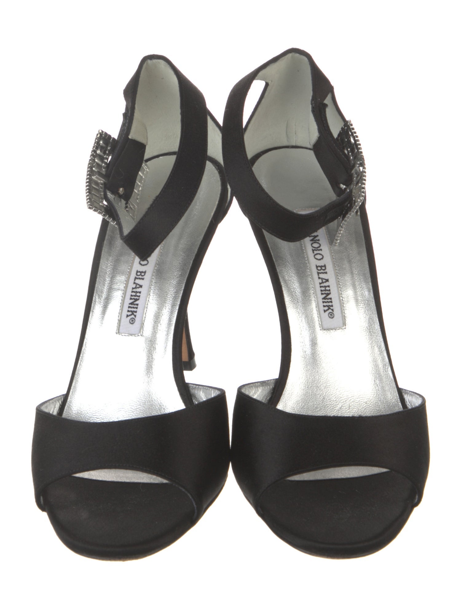 Manolo Blahnik Satin Crystal Embellishments Sandals